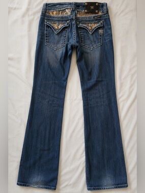 Miss Me Women’s 29 Y2K Sequin Bootcut Lowrise Jeans Medium Wash